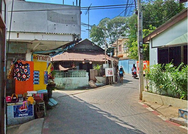 Small winding street Naban Village Koh Larn