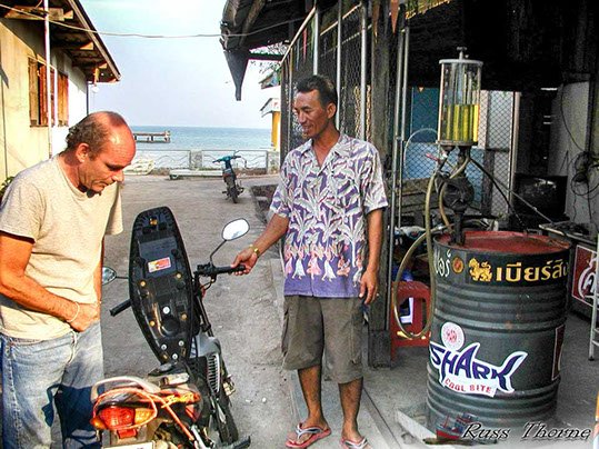 Getting some Gas for the motorbike on Koh Larn