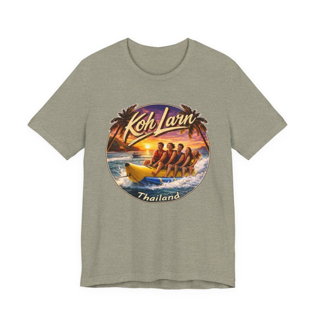Koh Larn Thailand Banana Boat Retro Sunset T-Shirt