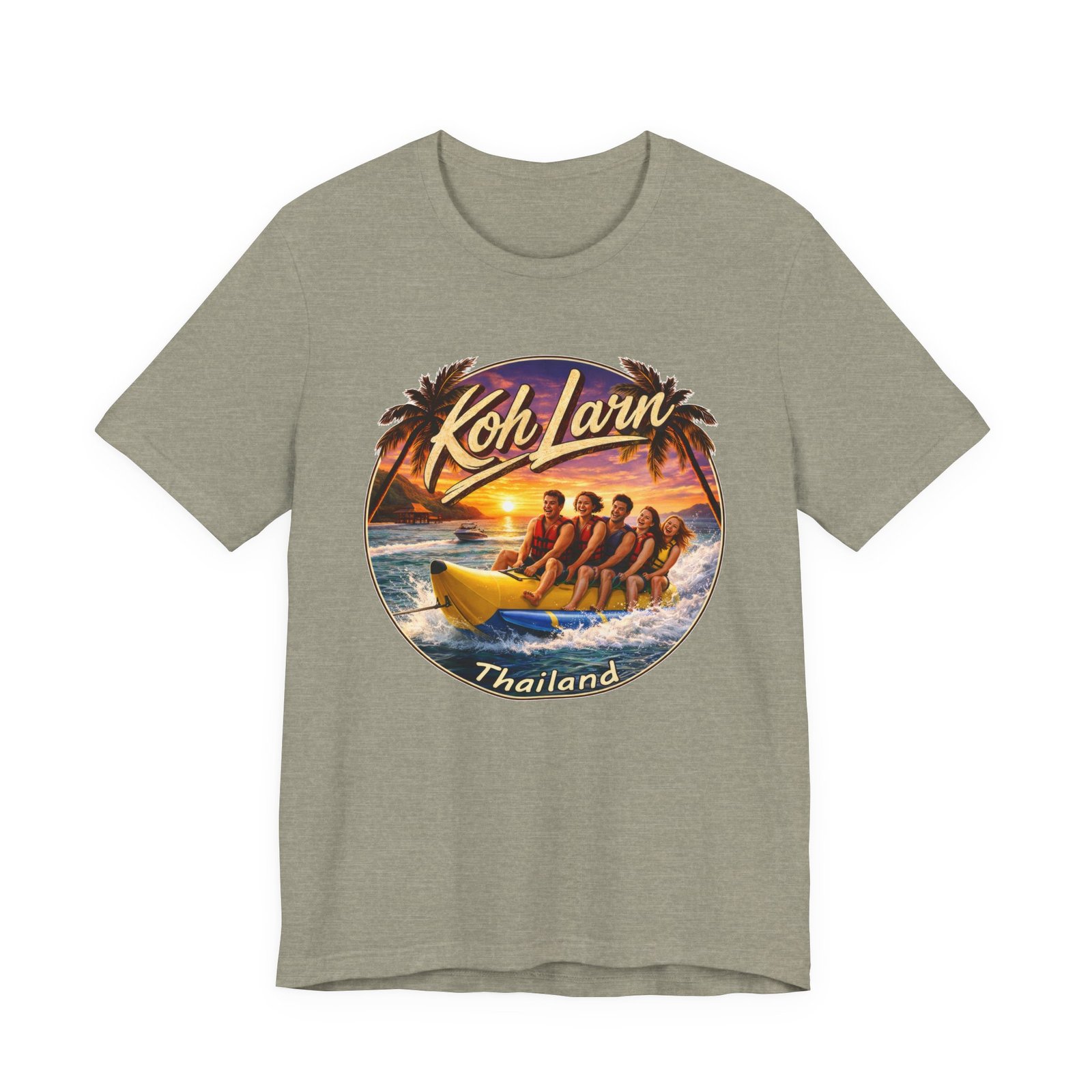 Koh Larn Thailand Banana Boat Retro Sunset T-Shirt - Image 13