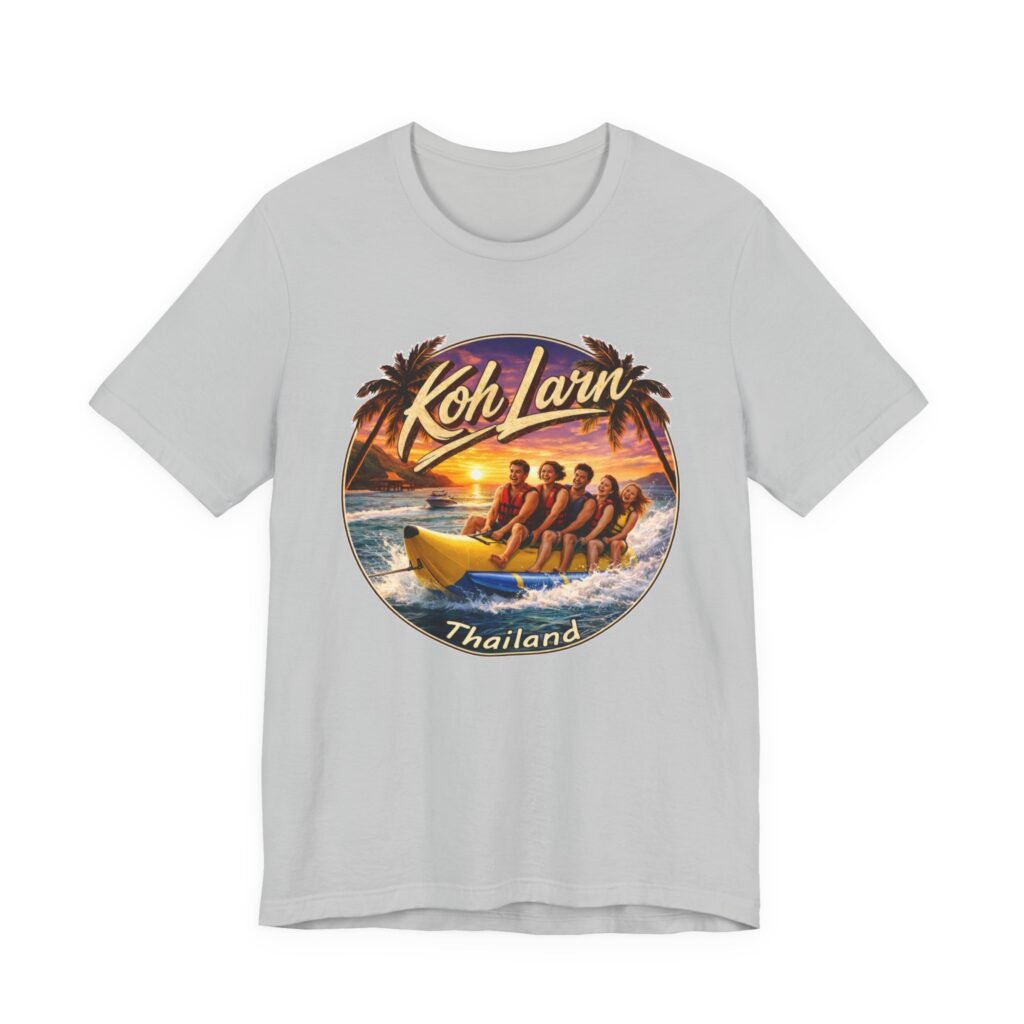 Koh Larn Thailand Banana Boat Retro Sunset T-Shirt