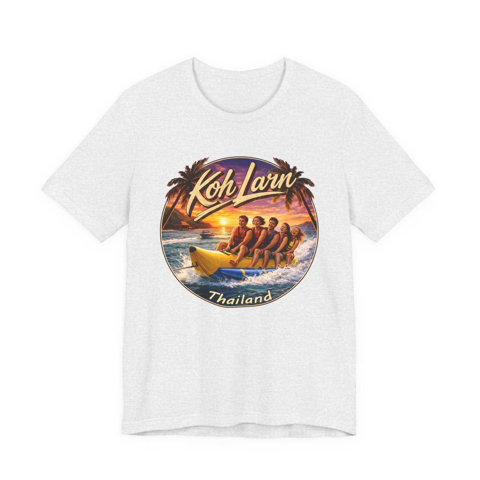 Koh Larn Thailand Banana Boat Retro Sunset T-Shirt - Image 12