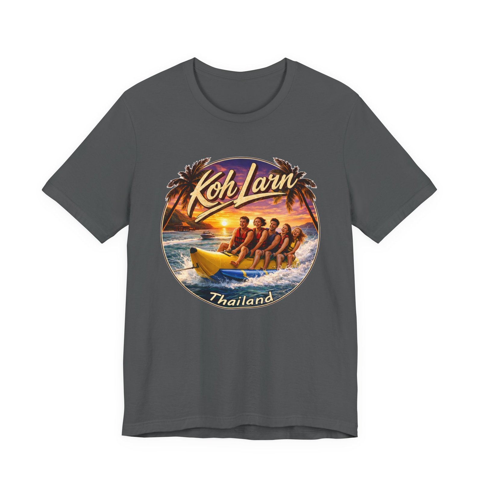Koh Larn Thailand Banana Boat Retro Sunset T-Shirt - Image 15