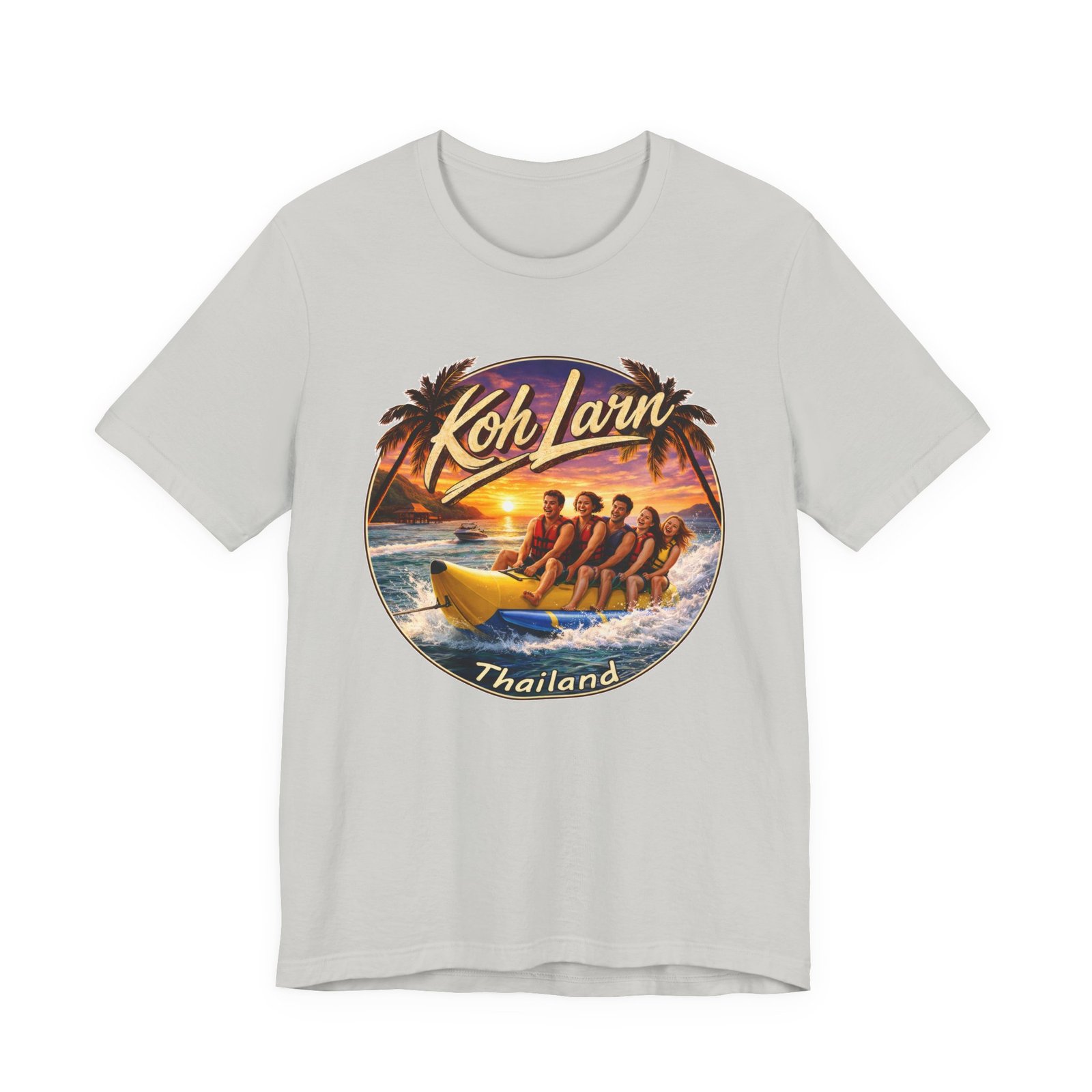 Koh Larn Thailand Banana Boat Retro Sunset T-Shirt - Image 10