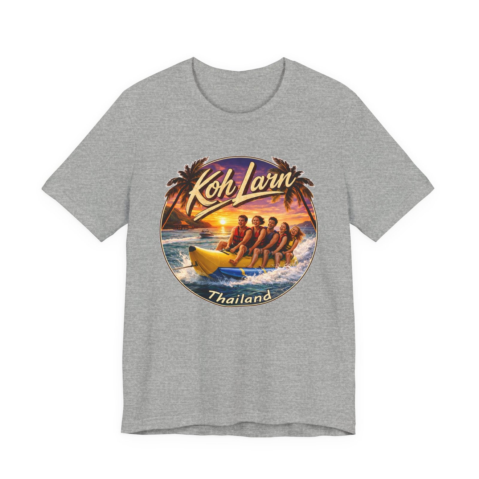 Koh Larn Thailand Banana Boat Retro Sunset T-Shirt - Image 6