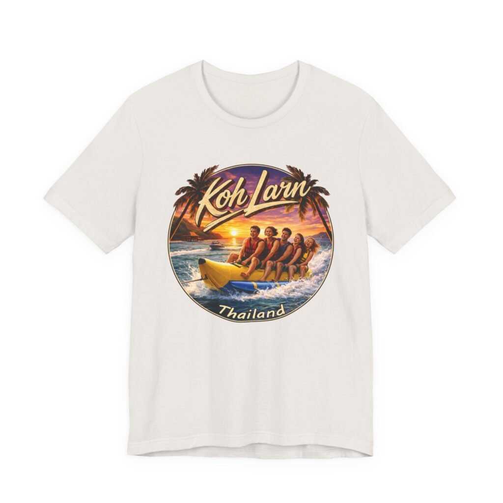 Koh Larn Thailand Banana Boat Retro Sunset T-Shirt