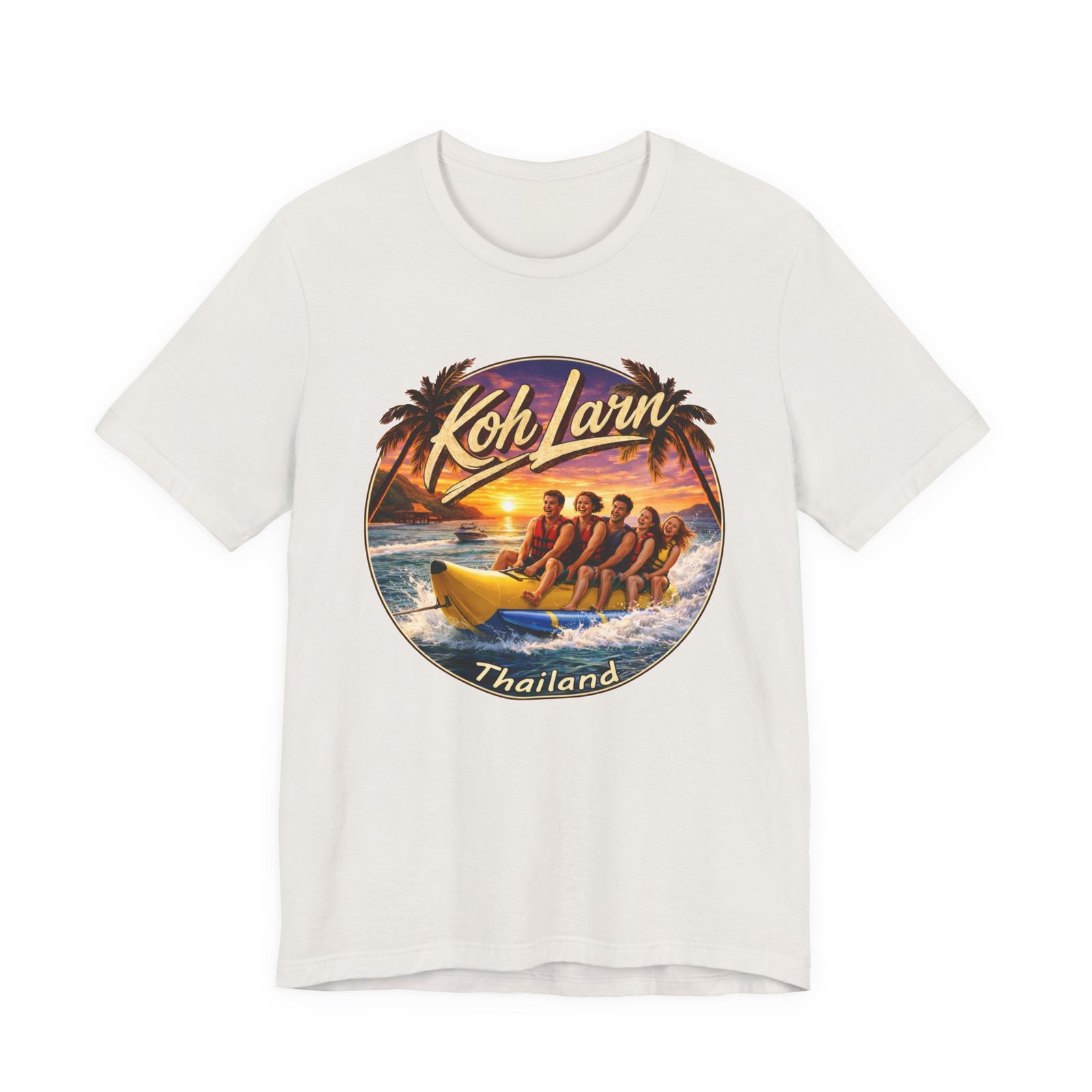 Koh Larn Thailand Banana Boat Retro Sunset T-Shirt - Image 14