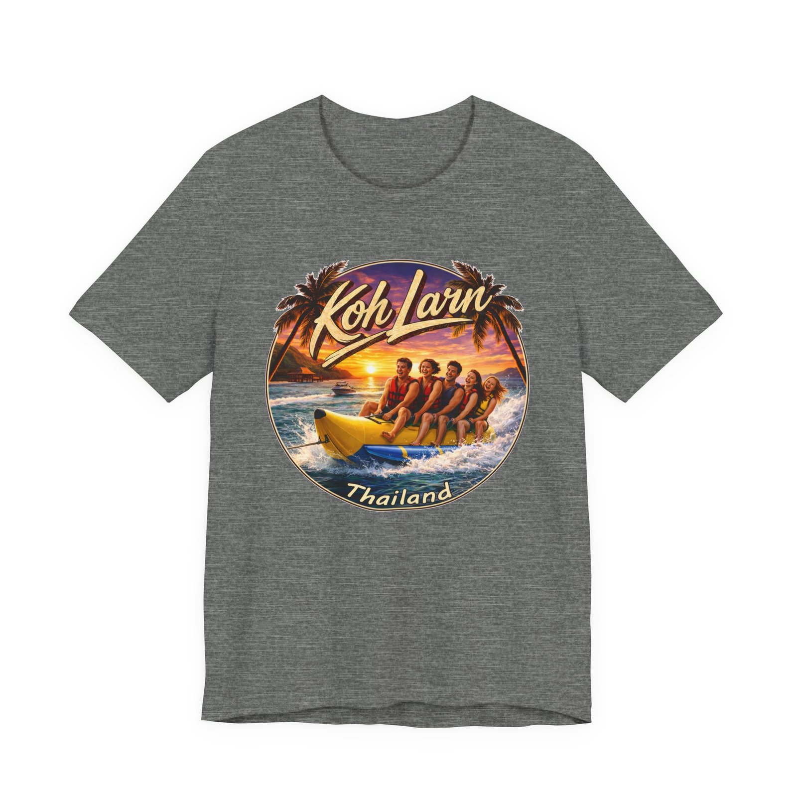 Koh Larn Thailand Banana Boat Retro Sunset T-Shirt - Image 9