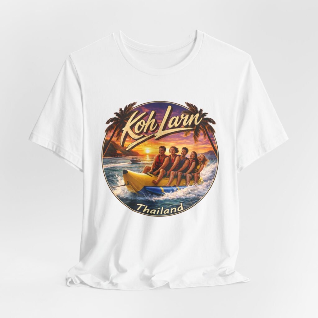 Koh Larn Thailand Banana Boat Retro Sunset T-Shirt