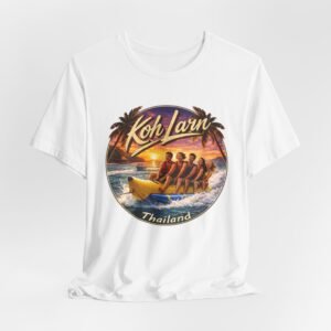 Koh Larn Thailand Banana Boat Retro Sunset T-Shirt - Image 4