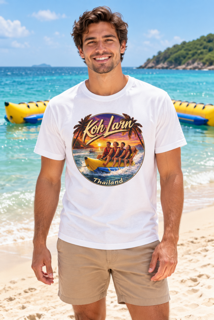 Koh Larn Thailand Banana Boat Retro Sunset T-Shirt